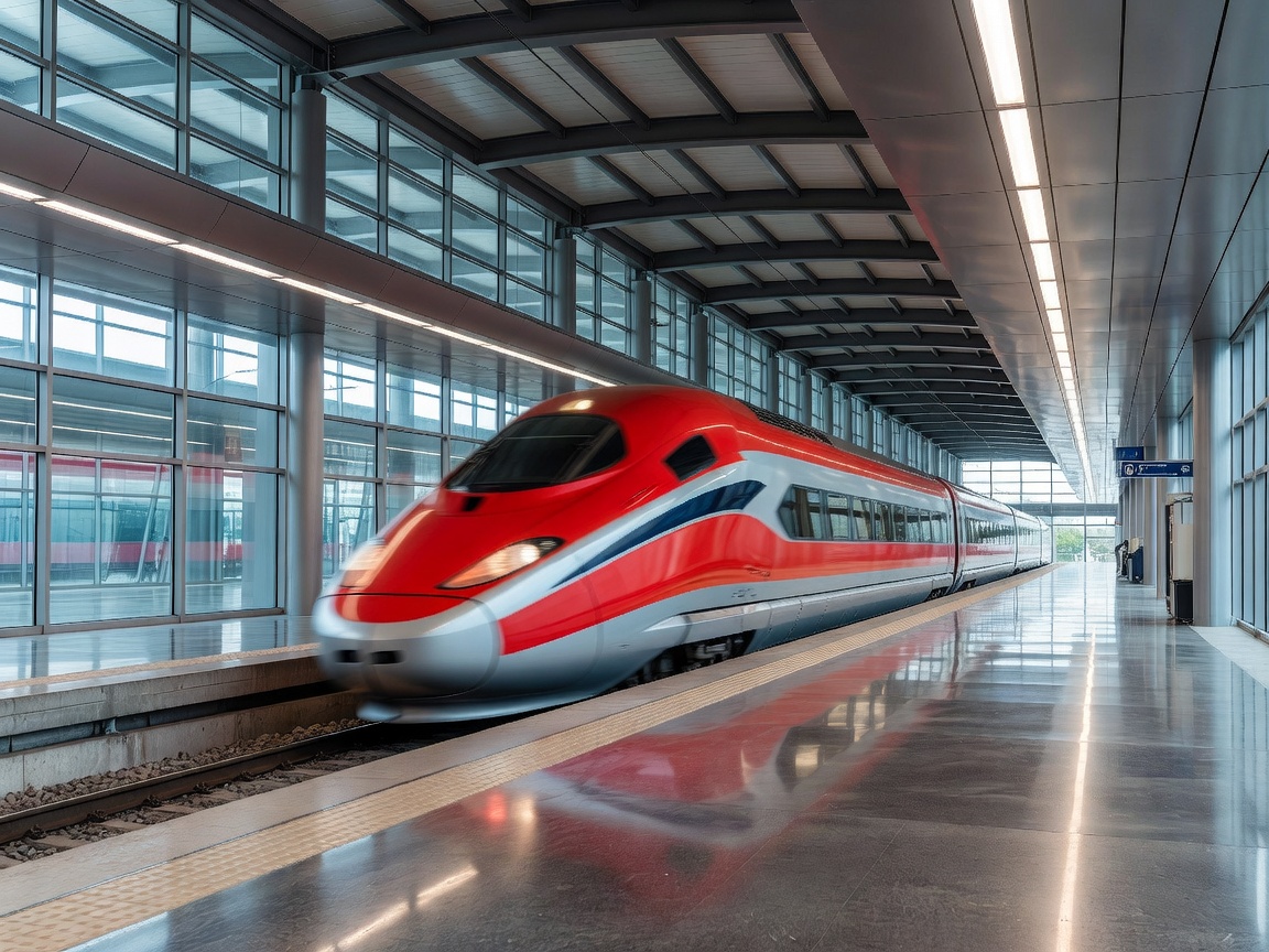 High speed Italian Frecciarossa train in modern station
